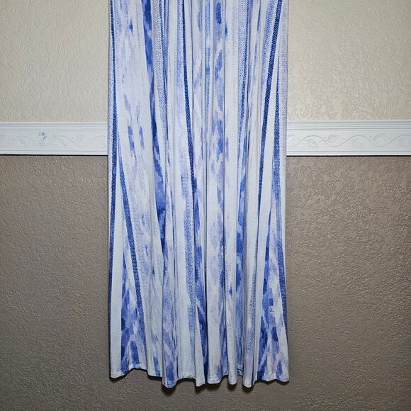 LEMON TART V NECK LONG ADRIANNA MAXI DRESS SUMMER SOFT WHITE BLUE SIZE Plus 1X - Picture 5 of 12